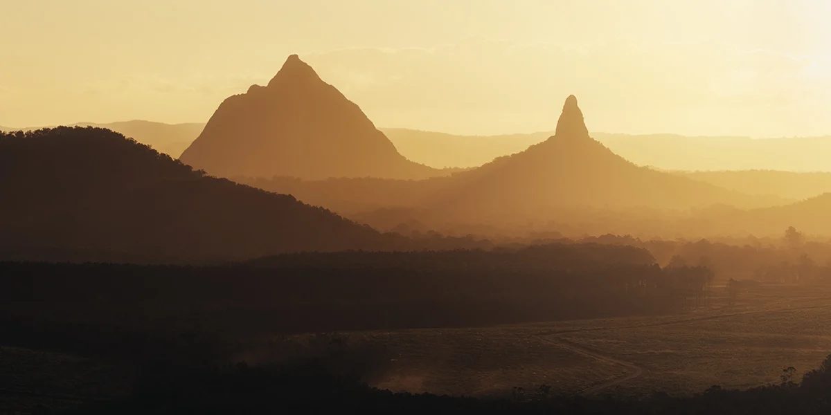 Glass House Mountains - Sunset glow